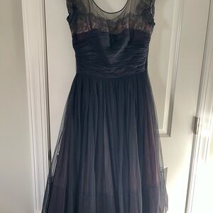 Vintage 1950s Black Illusion Dress